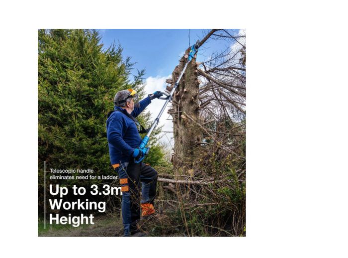 Hyundai 20V Cordless Pole Saw, 2Ah Battery and Charger, Lightweight and Telescopic Chainsaw