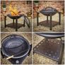 Fire Bowl with Spark Protection Cover Poker BBQ Round Diameter 55 cm Wood Shelf Steel Black Fire Pit Fire Basket Garden Patio Fireplace Grill Image 2