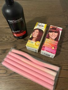 Tresemee shampoo, Garnier Palette hair colour&shine, hair rollers cosmetics