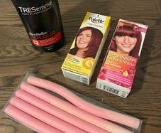 Tresemee shampoo, Garnier Palette hair colour&shine, hair rollers cosmetics