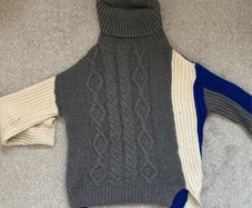 Blue/White/Grey Oversized Turtleneck Jumper