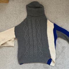 Blue/White/Grey Oversized Turtleneck Jumper