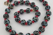 Antique Venetian Style Zigzag Pattern &amp; Venetian WhiteHeart Glass Beads Necklace