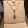 Sterling Silver Petite Natural Ruby and Zircon Drop Pendant and Chain Image 3