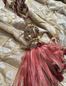 Beautiful Gold Embossed Silk Interlined Curtains 140in - 355cm Wide  x 90in - 228cm Drop  2 Pairs Available