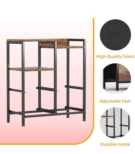 Chest of Drawers Bedroom with 5 Drawers, Tall Dresser with Shelf, Fabric Dresser for Entryway Hallway Living Room, Closet Storage Drawer, Rustic Brown