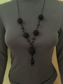 Handmade black crochet necklace
