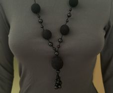 Handmade black crochet necklace