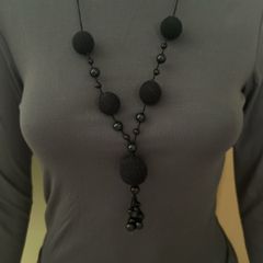 Handmade black crochet necklace