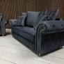 Olympia Grey Chester Arms Plush Velvet Fabric Sofa Image 3