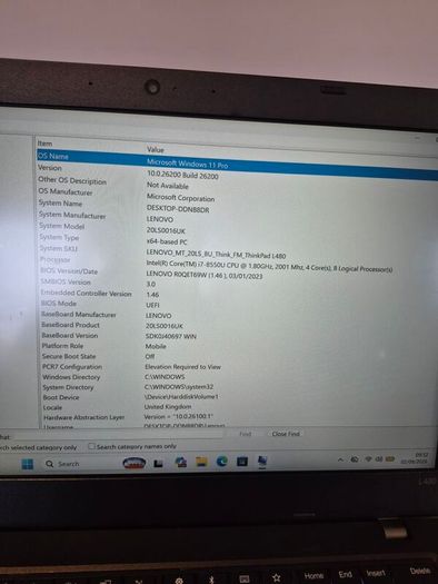 Lenovo Thinkpad L480, i7 8th gen, 8gb, 128ssd, 14"FHD Screen, windows 11