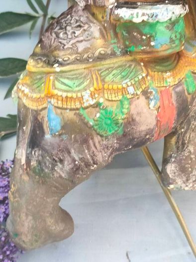 Early 20th Century Hindu Elephant plaster lamp