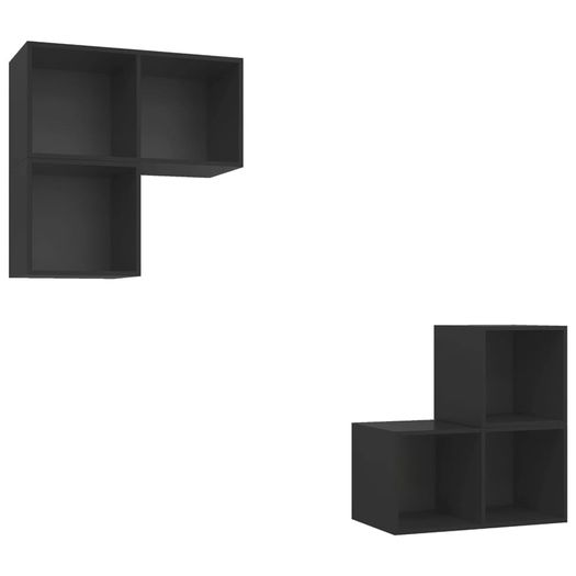 4 Piece TV Cabinet Set Black Chipboard