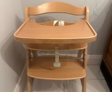 Hauck Alpha+, Natural, Wooden High Chair Made of Beech for Children from 6 Months to 90 kg