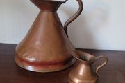 Victorian imperial half gallon &amp; perial gill copper jugs