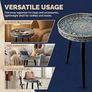 Round Outdoor Side Tables with Detachable Wooden 3 Legs, Versatile Tray Table, Perfect For Round Coffee Table Tea, and Relaxation Time 17.7 Inch (Blue Maze) Image 6