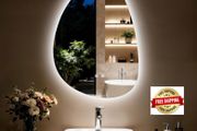 Bathroom Mirror with LED Lights: 550x770mm Asymmetrical Wall Mirror with Dimmable 3 Colour