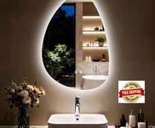 Bathroom Mirror with LED Lights: 550x770mm Asymmetrical Wall Mirror with Dimmable 3 Colour
