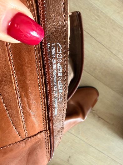 Tamaris Leather Knee High Boots EU41 Tan Brown Block Heel