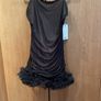 Tags on black mesh dress in black and nude underlay uk14 Image 2