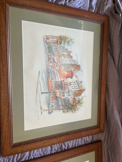 Pair of large framed Paris France pictures