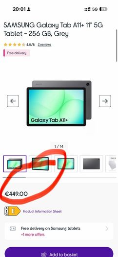 Samsung Tab A11+ Plus! 5G Cellular! 256Gb! New