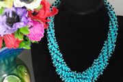 NECKLACE - Vintage - Blue Beaded