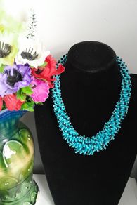 NECKLACE - Vintage - Blue Beaded