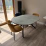 Extendable Grey Dining Table with 4 Gold & Navy Chairs Image 8