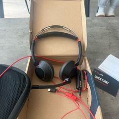 headphones headset poly black wire 5220 with microphone