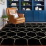 Geometric Rug for Bedroom, 90x150 Black and Gold Living Room Area Rugs for Kids Baby Room, Nursery, Dorm, Lounge Decor, Thick Soft Fluffy Plush Small Non-slip Floor Carpet Image 2