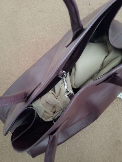 Large Burgundy Leather Tote bag from COS