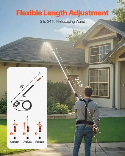 24ft Pressure Washer Telescopic Wand
