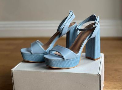 Blue platform sandals
