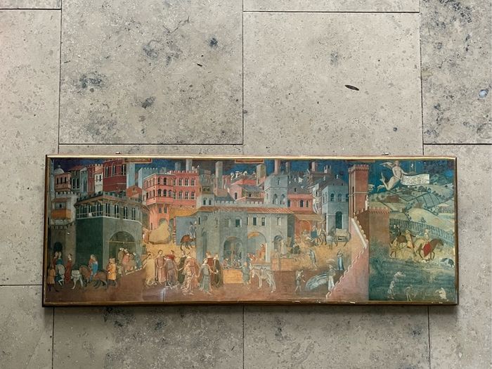 Print on board The allegory of good and bad government by Lorenzetti