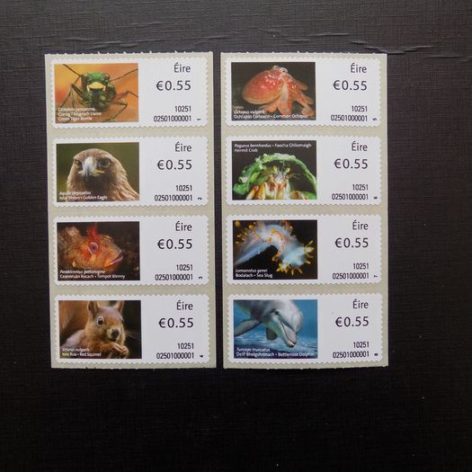 Ireland 2010.Set of stamps from coil Roll.55c x 8.Mint never hinged.MNH.
