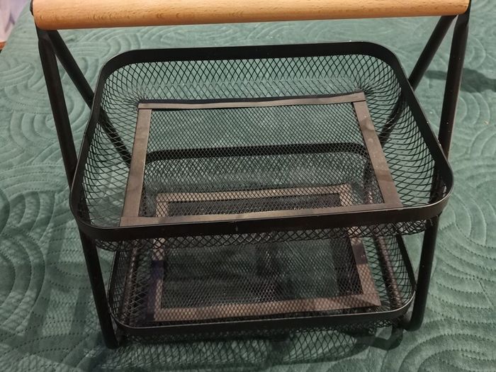 Storage basket for kitchen or office.