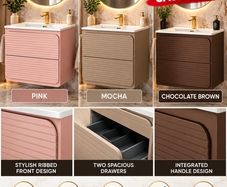 RIAN 600 wall hung unit basin pink ,mocha,chocolate brown