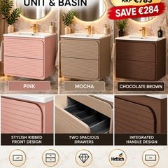 RIAN 600 wall hung unit basin pink ,mocha,chocolate brown