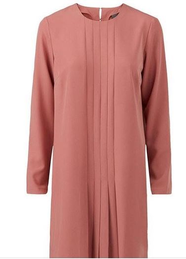 Dusky Pink Dress with Vertical Pleating,