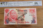 Botswana 1979 20 Pula Specimen PCGS GEM UNC 66 OPQ