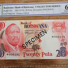 Botswana 1979 20 Pula Specimen PCGS GEM UNC 66 OPQ
