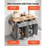 Kitchen Island Cart with Storage, 1110 mm Wide Mobile Rolling Storage Island on Swivel Wheels, with 2 Drawers, Storage Cabinet, Spice/Towel Rack, Hooks, Table for Home Dining Room, Gray Image 6
