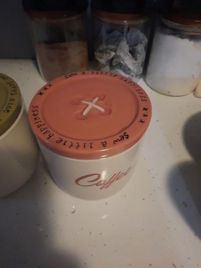 cute button ceramic tea and coffee canisters from next
