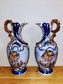 Pair of Antique porcelain vases late 19th century