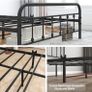 Double Bed Frame with Storage and Headboard, Metal No Box Spring Needed, Enhanced Mattress Support, Noise Free, Black Image 2