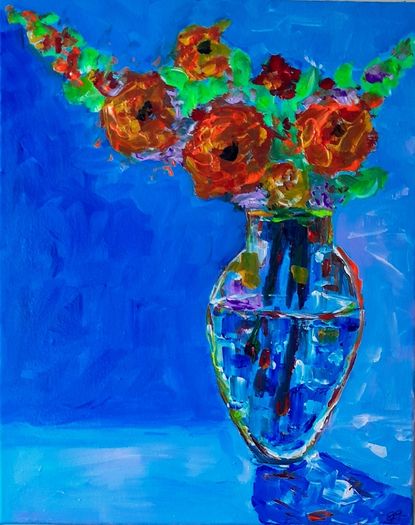 3 x Floral themed 16 x 20 inch acrylic paintings on canvas panel, varnished. Original art by seller.