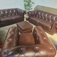 3+2+1+foostool chesterfield style italian leather