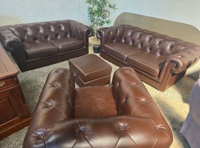 3+2+1+foostool chesterfield style italian leather