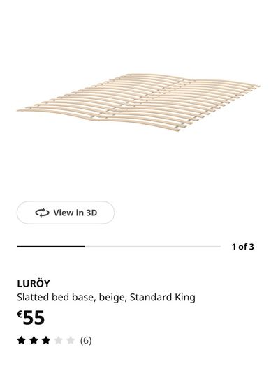 LUROY Slatted bed base, beige, Standard King
